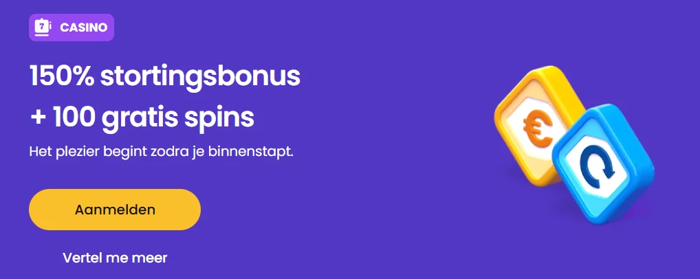 Winnerz Casino aanbieding met 150% stortingsbonus en 100 gratis spins